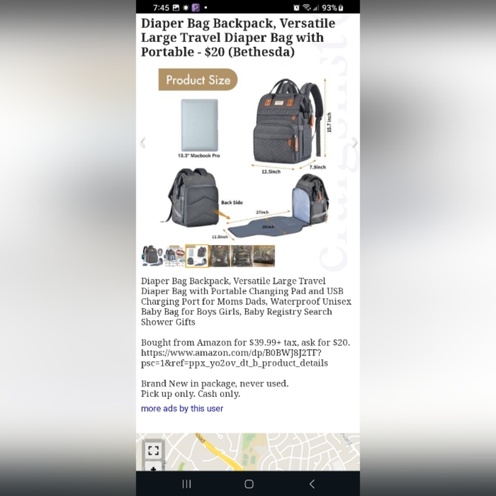 Diaper bag , backpack - Picture 4 of 4